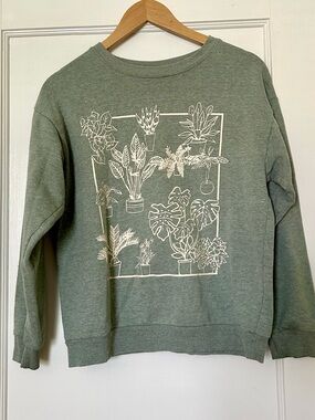 IML Green Crewneck Sweatshirt with White Plant Print